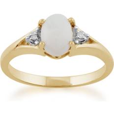 Classic Oval Opal & Diamond Ring in 9ct Yellow Gold