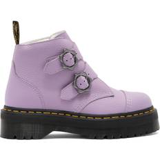 Dr. Martens Devon Flower Buckle Leather Platform Boots - Lilac Milled Nappa