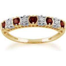 Gemondo Classic Round Garnet & Diamond Half Eternity Ring in 9ct Yellow Gold
