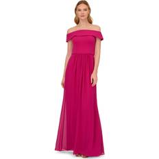 Adrianna Papell Crepe Chiffon Gown Pink