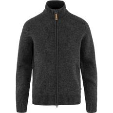 Mies - Yksivärinen Neuletakit Fjällräven Övik Zip Cardigan Knit - Dark Grey