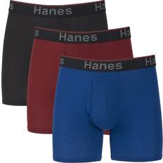 Hanes boxershorts för män förpackning med 3 Vanligt ben – blå/röd/svart – 3-pack