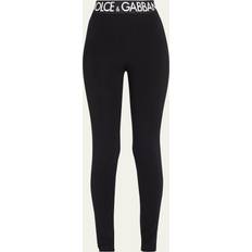 Dolce & Gabbana Tights Dolce & Gabbana Branded Elastic High-Waist Leggings BLACK IT 4 US