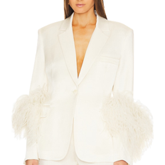 Revolve Doubleface Broad Shoulder Blazer W - Cream