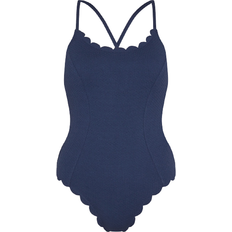 Textured Scallop Swimsuit - Blue