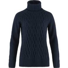 Fjällräven Övik Cable Knit Roller Neck W - Dark Navy