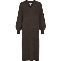 Marron - Robe en tricot Robes Object Malena Knitted Dress - Java