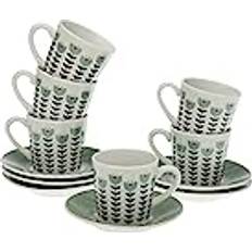 Accesorios de cocina Versa Juego de 6 Tazas con Plato Erna Porcelana Taza