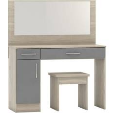 Metal Dressing Tables SECONIQUE Nevada Vanity Set Grey Dressing Table 40x108cm