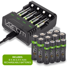 Venom intelligent charging station plus 8 x aa & 8 x aaa rechargeable batteries