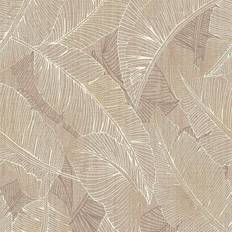 Belgravia Decor Anaya Leaf Taupe Textured Wallpaper