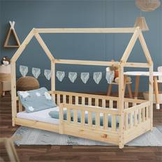 Beige Lits bébé Lit d'Enfant en Bois de Pin Massif 160x80 cm