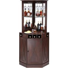 Cabinets VEVOR Corner Industrial Brown Liquor Cabinet 14.8x72.4"