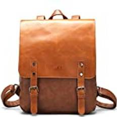 Brown Computer Bags Vintage LXY Rucksack aus veganem Leder, für Damen und Herren, brauner Kunstleder-Rucksack, Geldbörse, Büchertasche, Wochenende, Reisen, Tagesrucksack