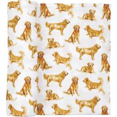 Mud Pie Kids Golden Retriever Swaddle Blanket in Tan Cotton