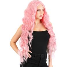 Animaux Perruques Women's light pink long wavy wig