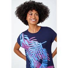 Women T-shirts Roman Foil Leaf Print T-Shirt