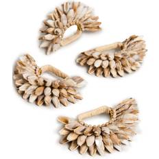 Brown Napkin Rings KIM SEYBERT Shell Fringe in Ivory & Brown Napkin Ring