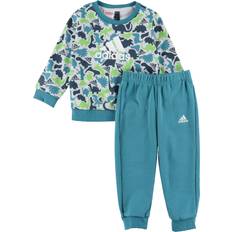 Adidas Kid's Essentials Allover Print Jogger Set - Grey One/Semi Lucid Lime/Arctic Fusion /Arctic Night