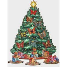 Beige Christmas Trees DesignoCracy Butterfly-Themed 11-inch Collectible Christmas Tree