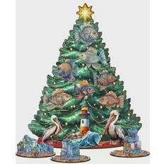 Beige Christmas Trees DesignoCracy Coastal-Themed Collectible 11-inch Christmas Tree