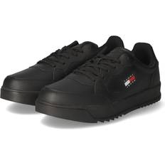 Tommy hilfiger essential cupsole sneakers Tommy Hilfiger Retro Essential Leather Cupsole Trainers BLACK