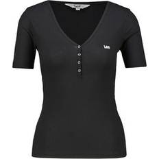 Lee Dame T-shirts Lee Top SS Henley - Sort