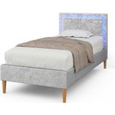 CrazyPriceBeds Ludlow led Silver Crushed Velvet Headboard