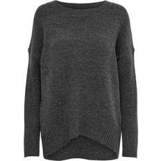 Only Nanjing O Neck Knitted Pullover - Grey/Dark Grey Melange