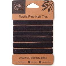 Black Hair Ties & Stone Plastic Free Hair Ties Black 6 Pack