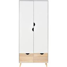 Homcom 2-Door White/Oak Wardrobe 80x180cm