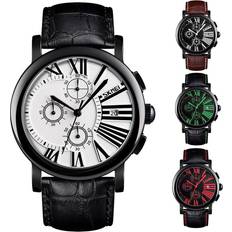 black chronograph genuine leather date display sk9196bla