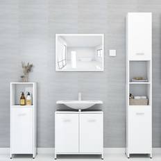 Muebles de Baño vidaXL Juego Muebles De Baño 4 Piezas Madera Ingeniería Blanco Brillo