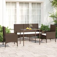 vidaXL Garten-Lounge-Set 4-tlg mit Kissen Braun Poly Rattan Lounge-Set