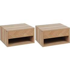 Natural Tables Homcom Floating Natural Bedside Table 32x37cm 2pcs
