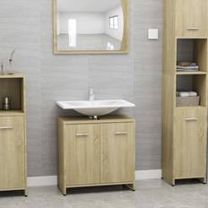 Wood Tall Bathroom Cabinets vidaXL Bathroom Cabinet Sonoma Oak 60 x 33 x 61 cm