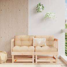 Havemøbler vidaXL Hjørnemoduler havesofa 2 hynder massivt fyrretræ Modulsofa