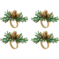 Green Napkin Rings Saro Lifestyle Beaded Snowflake Bells Napkin Ring