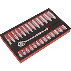 Sealey & Socket Set 27pc 1/4'Sq Drive Ratchet Wrench