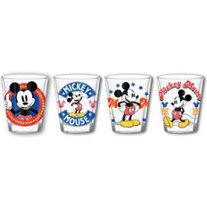 Blanco Chupitos Silver Buffalo Mickey Mouse Vintage Logos 4 Piece Mini Glass Set Chupito