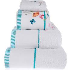 Solid Colours Bath Towels Homescapes Embroidered Butterfly Bath Towel White