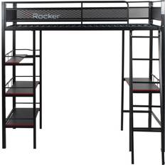 Metall Loftbetten X-Rocker Fortress Gaming High Sleeper Bed with Shelves & Desk 145x197.5cm