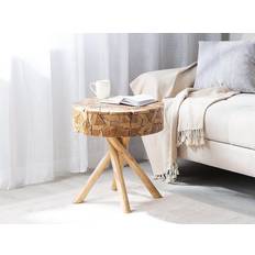 Round Small Tables Beliani Rustic Solid Wood Side Small Table