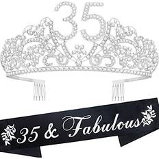 Birthdays Photo Props, Party Hats & Sashes 35th Birthday Gifts for Womens 35th Birthday Tiara and Sash 35th Birthday Decorations