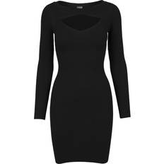 3XL - Damen Kleider Urban Classics Ladies Cut Out Mini Knit Evening Dress - Black