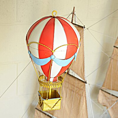 Other Decoration Old Modern Handicrafts Vintage Hot Air Balloon Model Metal Brown/Red, 14.5