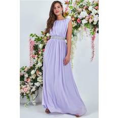 Goddiva Chiffon Maxi With Embellished Belt