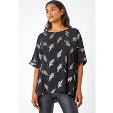 Women T-shirts Roman Metallic Floral Print Oversized T-Shirt