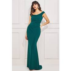 Goddiva Off The Shoulder Scuba Maxi Dress