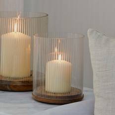 Interior Details Ivyline Amelia Ribbed Holder Wood/Glass Candlestick